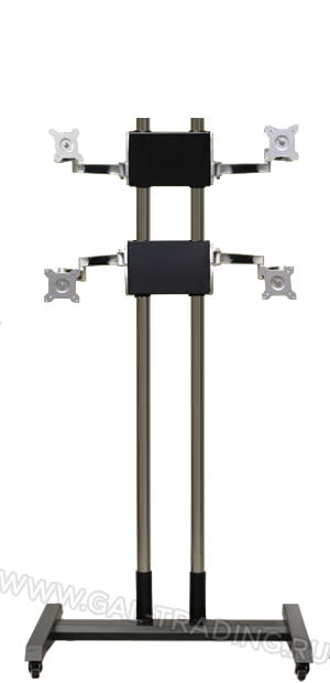 Мобильная стойка для 4 мониторов с диагоналями 15-27 дюймов ALG RackStone-SH-4X-M-ALGenium