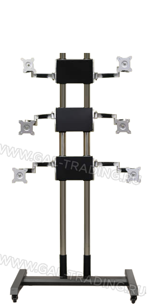 Мобильная стойка для 6 мониторов с диагоналями 15-27 дюймов ALG RackStone-SH-6X-M-ALGenium