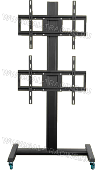 Мобильная напольная стойка на колонне для двух тв панелей с диагоналями от 42 до 65 дюймов ГАЛ RackStone-PMW70-M-twin-V